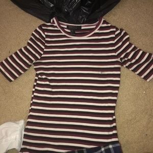 Maroon stripped crop top